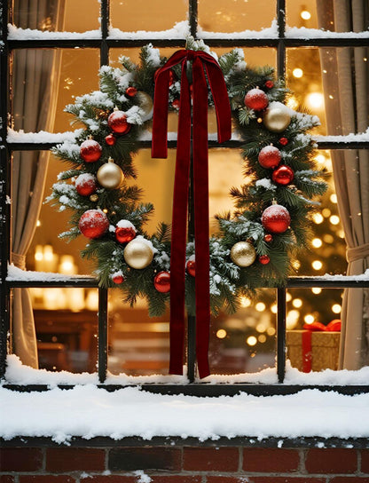 SIMISI RIBBON Burgundy Long Velvet Bows Ornaments for Christmas Tree, Wreath, Garland, Swag, Staircase, Fireplace, Door (15 * 24 inch, 6 Pieces)