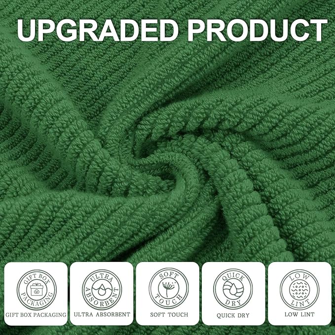 VOOVA & MOVAS Hunter Green Bath Towels, Bath Towels Set of 4, Large 30" x 56"