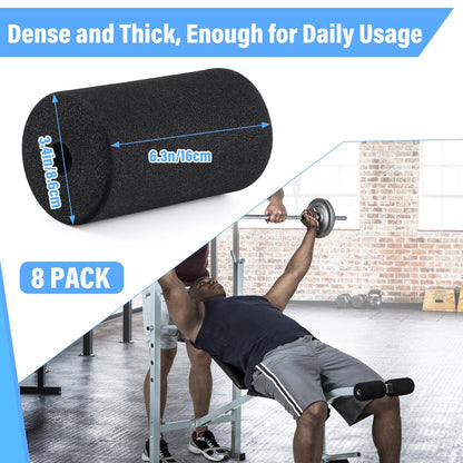 Deekin 8 Pieces Foam Foot Pads Rollers Set High Density Foam Roller for Gym Exercise Machines Equipment Replacements Exercise Massage Muscle Recovery, 6.3" x 3.4" OD x 0.87" ID