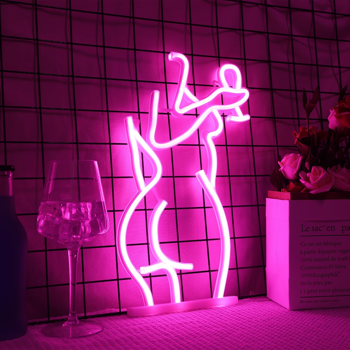 Light up Lady Neon Signs, Attivolife Dimmable LED Wall Decor Sexy Woman Neon Light, Creative Art Decoration Gifts for Girl Bedroom Home Man Cave Party Home Beer Bar Store Hotel(15.7X9.84 inch, Pink)