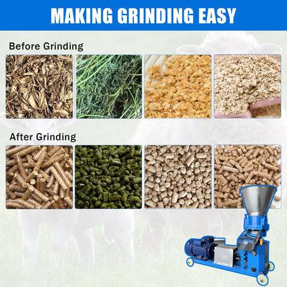 Dewinston 110V Pellet Mill Machine 3 Rollers Pellet Maker Machine 2.5/3/4/5/6/8mm