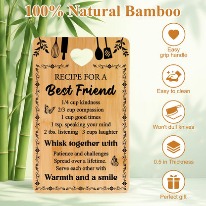 Friend Kitchen Gift Bamboo Cutting Board Decorative Unique Birthday Present Xmas Charcuterie Boards for Friends Christmas Wooden Cheese Board Thanksgiving Friendship Gifts Chopping Board