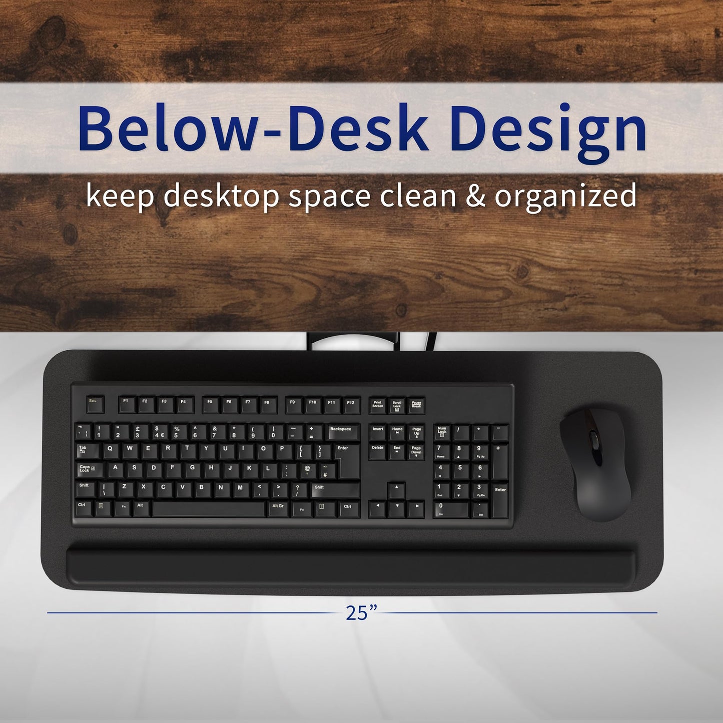 VIVO Adjustable Computer Keyboard & Mouse Platform Tray Ergonomic Under Table Desk Mount Drawer Underdesk Shelf (MOUNT-KB03B)