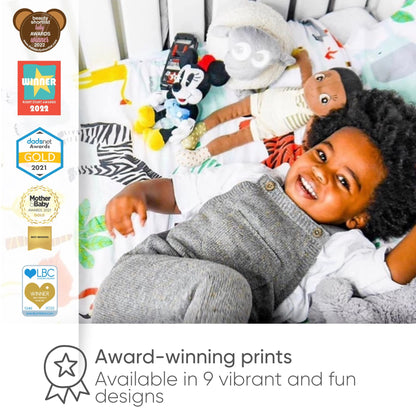 Bloomsbury Mill - Cot Bed Duvet Cover Set - Toddler Bedding Set For Boys and Girls - Safari Adventure - Jungle Animals Kids Bedding - Cot Duvet Cover & Pillow Case Set - 120x150cm
