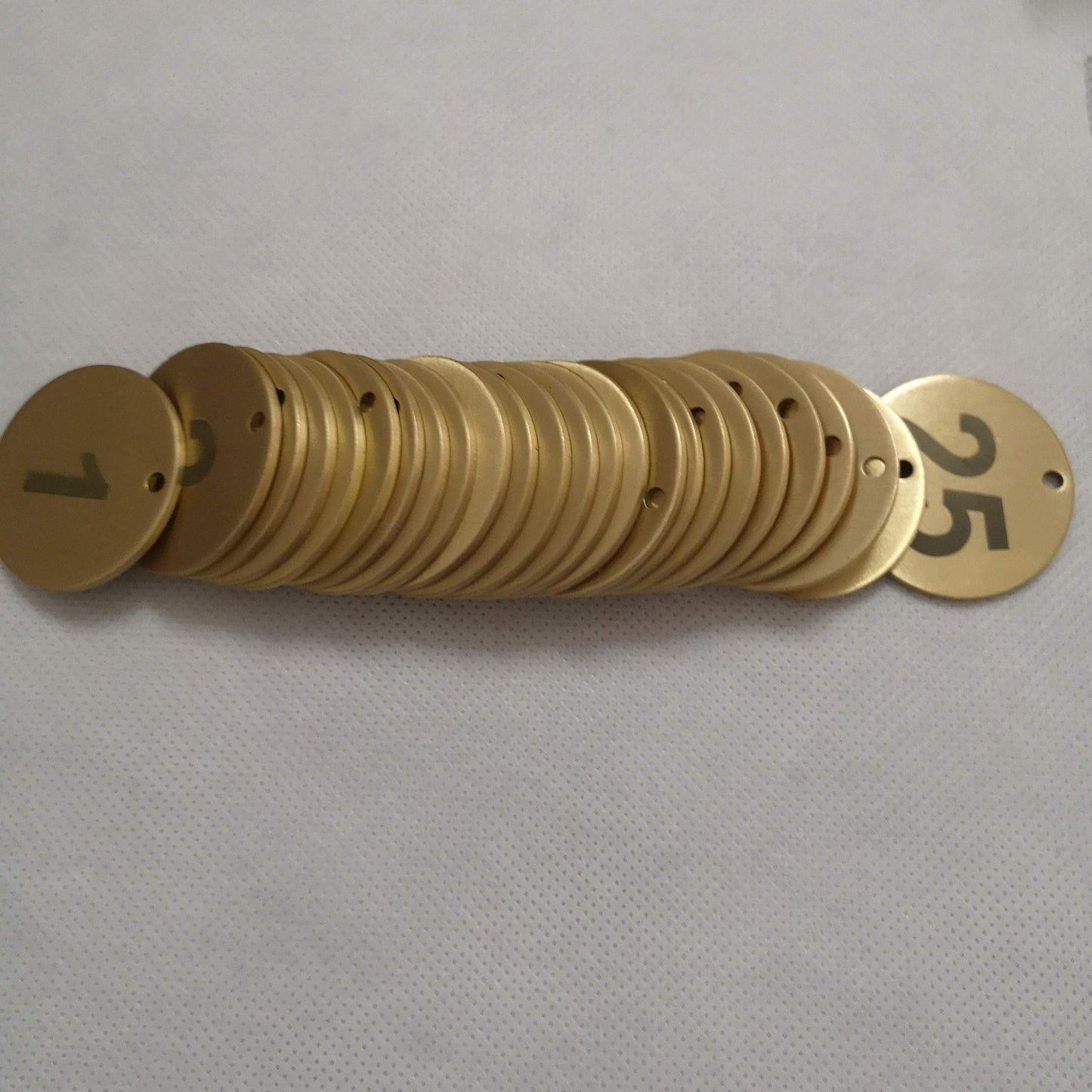 Numbered Brass Tags with Key Rings (1-10)