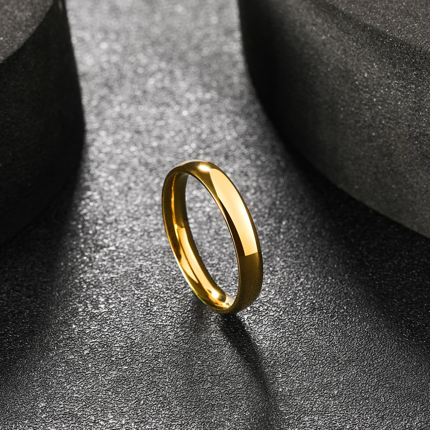King Will GLORY 4mm 24k Gold Plated High Polished Comfort Fit Domed Tungsten Ring Wedding Band S (9.5)