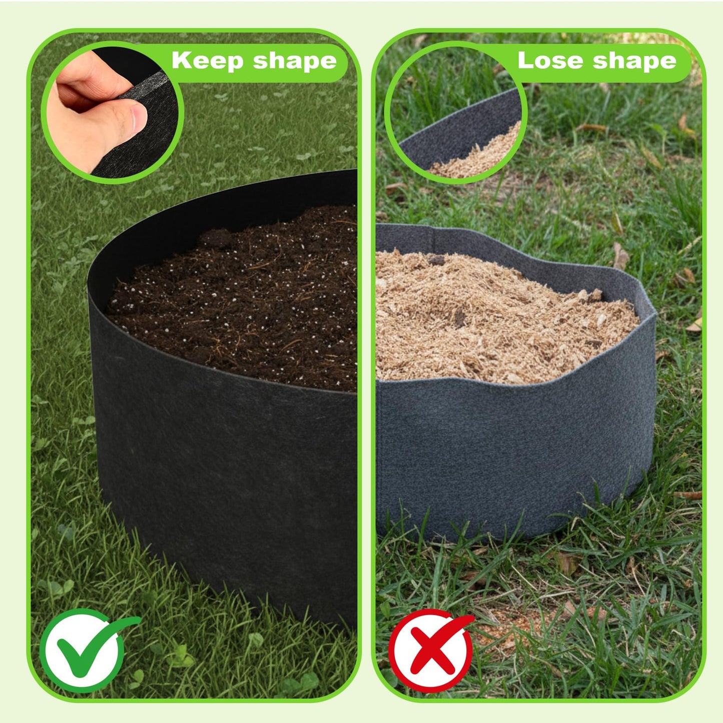 Hushee 3 Pack Plant Grow Bags 50/95/100 Gallon Large Round Grow Bags Raised Garden Beds Planters Pots Heavy Duty Fabric Cloth Black for Garden Flowers Vegetable Herbs Plants Outdoor Containers Favors