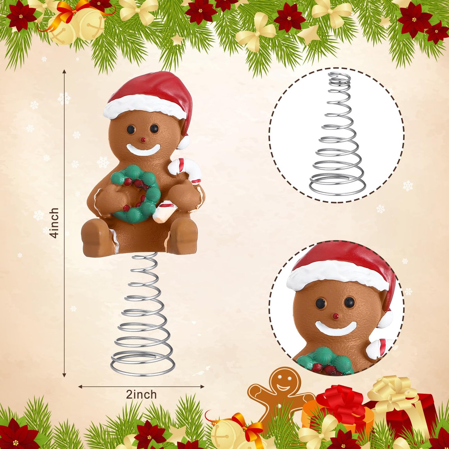 Namalu Mini Christmas Tree Topper Small Gingerbread Man Treetop for Christmas Tree 4 Inch Gingerbread Ornaments Decorative for Home Xmas Wine Bottle Wedding Bridal Shower Holiday Party Decorations