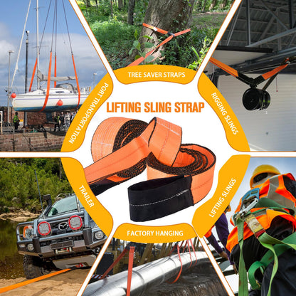 2PCS 3”x10Ft Lift Sling Straps, Supper Sturdy Nylon Lifting Straps, 28000LBS Capacity Heavy Duty Eye-Eye Tow Strap for Hoist, Tree Saver, Winch Strap