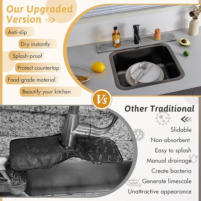 Diatomite Kitchen Sink Water Splash Guard, Modern Stylish Faucet Handle Drip