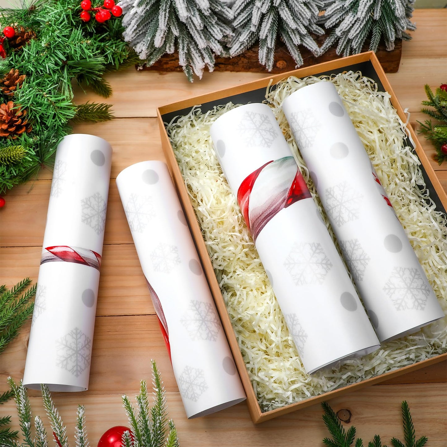 Marspark 4 Pcs Large Christmas Wall Stickers Decals Removable 35.5 x 13.5 Inch Candy Cane Wall Sticker Christmas Snowflakes Window Clings Candy Ornament for Bedroom Living Room Offices Home Decoration