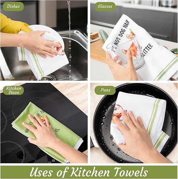 R Horse Funny Corgi Kitchen Dish Towels