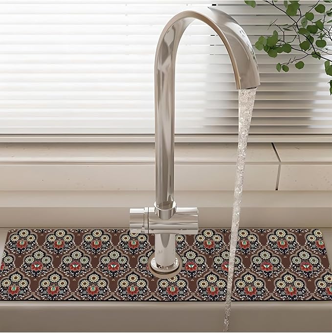 Patterned Sink Faucet Mat Kitchen Splash Guard Super Absorbent Drying Mat