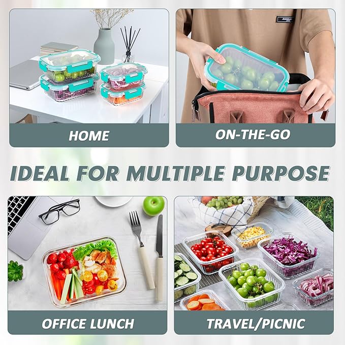 KOMUEE 10 Packs Glass Meal Prep Containers