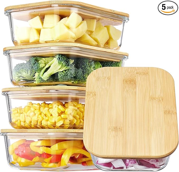Vtopmart 5 Pack 35oz Glass Containers