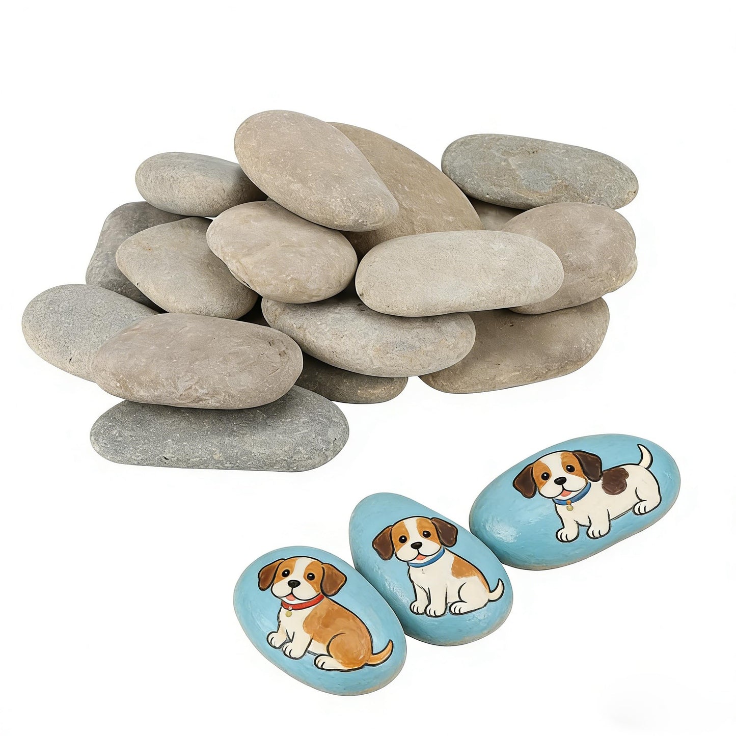 SHEUTSAN 20PCS 3-4 Inch River Painting Rocks, Flat Painting Stone, Crafts Rock Stones Bulk for DIY Project, Hand Crafts