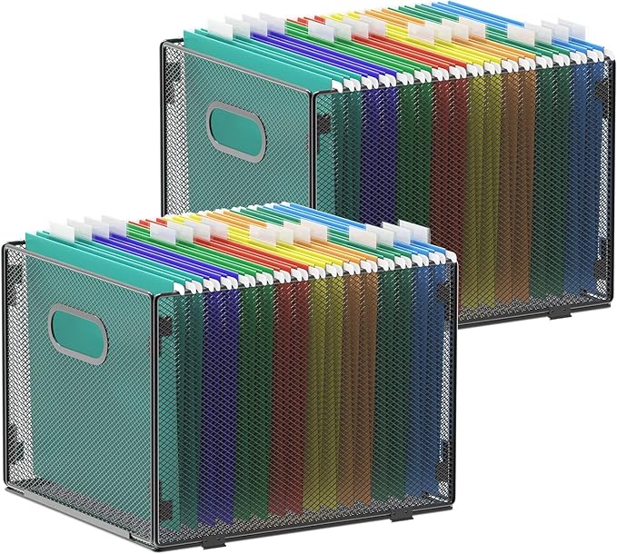 samstar 2 Pack Hanging File Organizer, Mesh File Folder Box Filing Box File