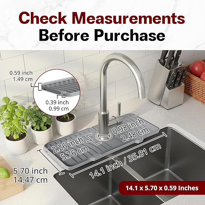 Odrago Silicone Faucet Mat, Countertop and Kitchen Sink Splash Guard, Anti-Slip
