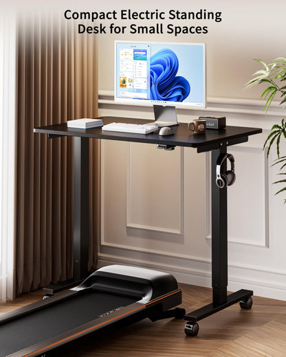BIZUM 35.4" Small Electric Standing Desk Height Adjustable, Whole Piece Stand Up Computer Desk Work Study Writing Gaming Desks for Home Office Black