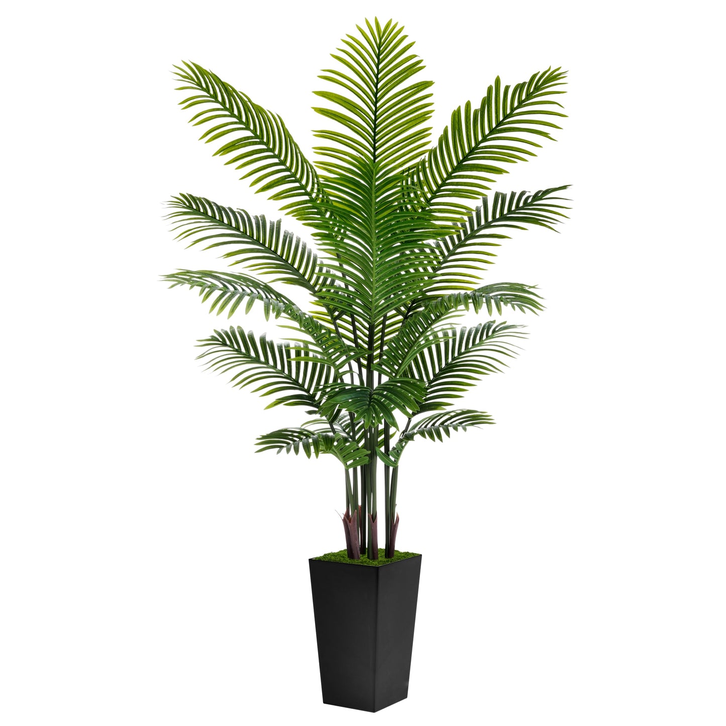 Artificial Palm Tree 6FT - Fake Tree with Black Tall Planter - Faux Tropical Areca Floor Plant in Pot - Artificial Silk Plant for Home Office Living Room Decor Indoor