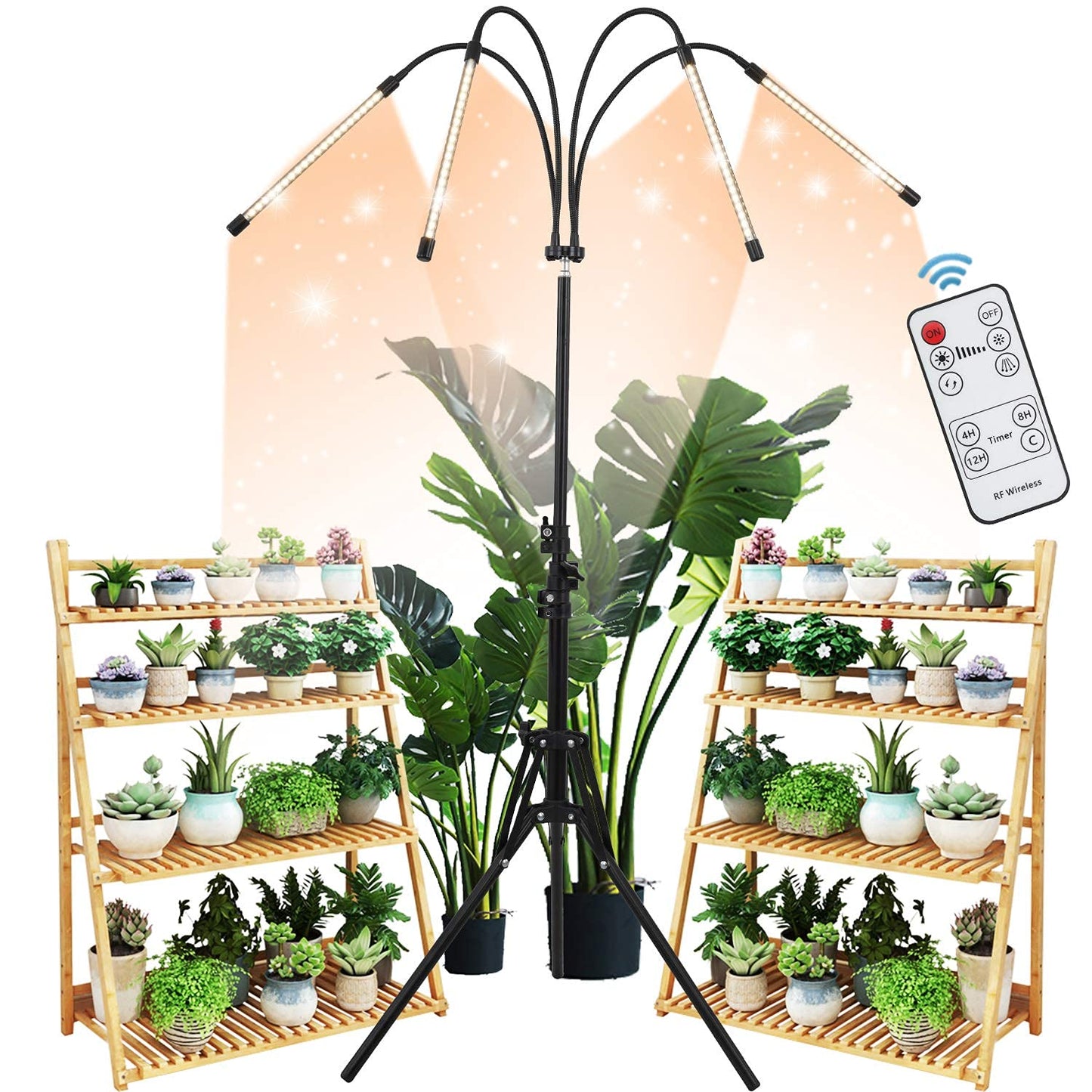 WTINTELL LED Plant Grow Light with Stand, LED Grow Light Full Spectrum for Indoor Plants,10 Dimmable Levels,3 Modes Timing,Tripod Adjustable 15-72 inch.