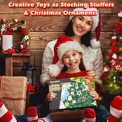 EIAVURPE Christmas Ornaments Building Set, 11-in-1 Christmas Tree, Wreath, Nutcracker, Gingerbread, Polar Bear, Snowflake, Reindeer, Santa, Stocking Stuffers Toy Gifts for Boys Girls Kids Ages 6+.