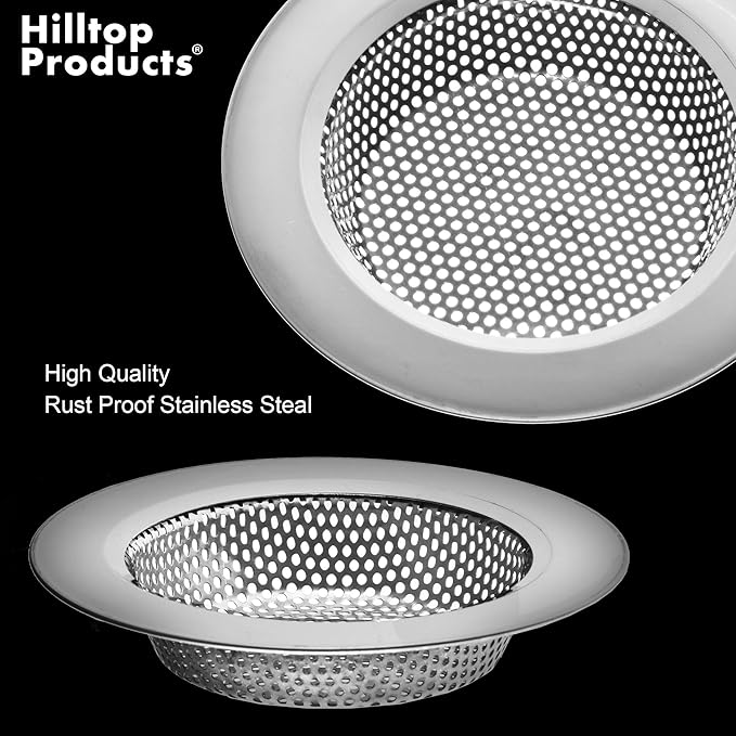 2 Pack - 4.5" Top / 3" Basket - Kitchen Sink Drain Strainer Large Basket Food