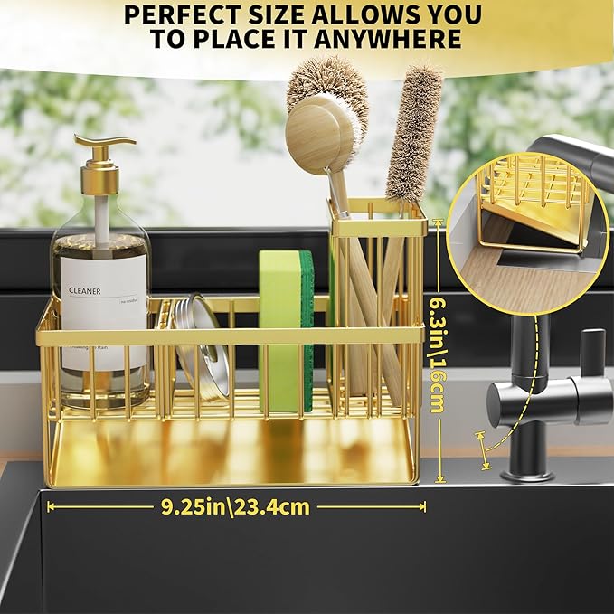 Cisily Gold Kitchen Sink Caddy Organzier