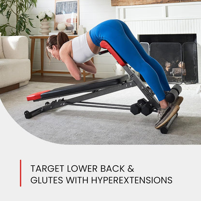FF Finer Form Multi-Functional Weight Bench for Full All-in-One Body Workout – Adjustable Workout Bench Press for Home Gym, Fitness equipment for Back HyperExtension, Roman Chair Exercise, Sit up
