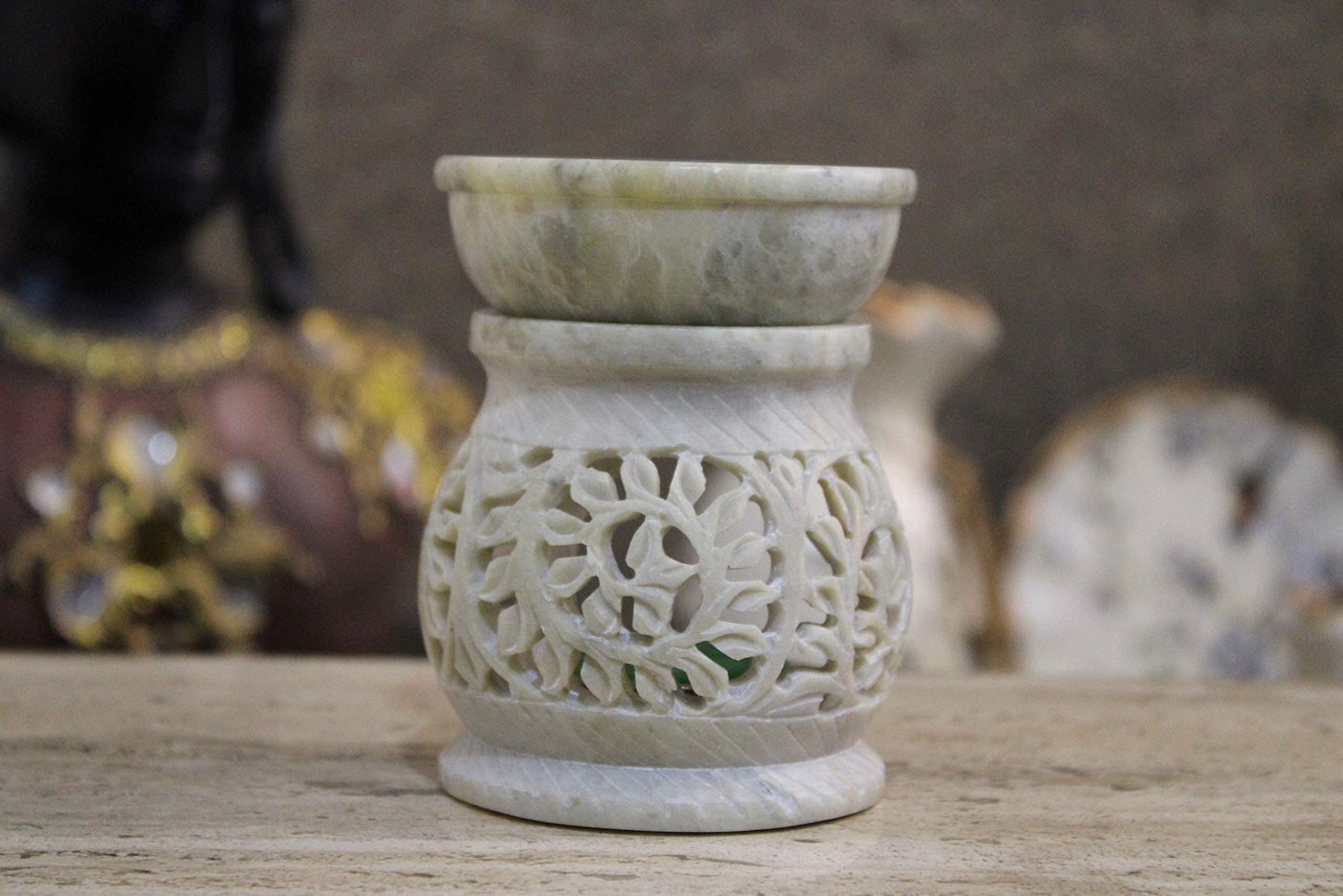 Marble Soapstone Incense Stick Burner | Candle Stick Holder | Tea Light Burner with Marble Soapstone Candle Aroma Burner | Oil Diffuser | Tea Light Holder | Wax Burner.