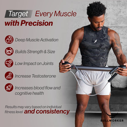 Bullworker Bow Classic 36" Isometric Exercise Equipment, Portable Home Gym Customized Variable Resistance, Chest and Arm Trainer, Full Body Strength Trainer, Shoulder Exerciser