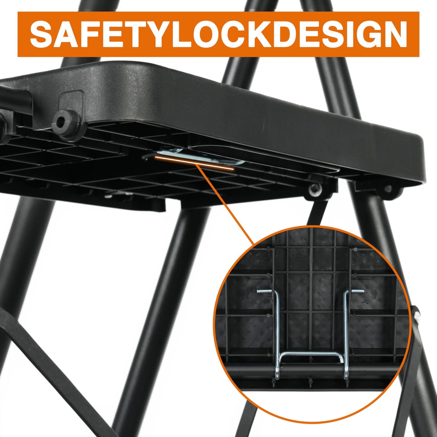Arbusb Step Ladder, Folding Step Stool with Wide Anti-Slip Pedals, Sturdy Steel Ladder with Handrail, Space-Saving, Portable for Home & Adults, 5 Step Ladder
