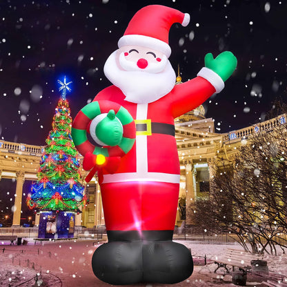 Danxilu 20 FT Giant Christmas Inflatables Santa Claus Outdoor Decoration, Huge Santa Blow Up Yard Decorations Built-in LED Lights with Blower Xmas Decor for Holiday Party Home Lawn Malls Squares