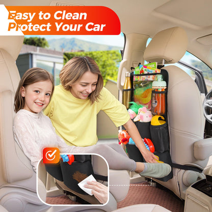 SURDOCA UPGRADED Car Seat Organiser for up to 11-inch Tablet Holder, 8 Pockets, Kids Toy Storage, Water Proof Back Seat Protector for Kids