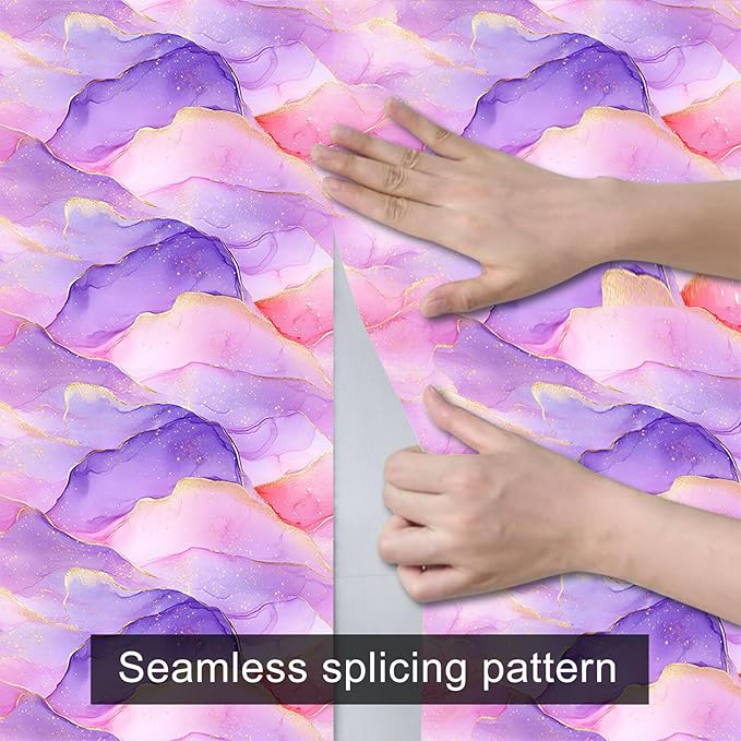 HOMETITUTE Pastel Watercolor Wallpaper Peel and Stick Purple Pink Gradient