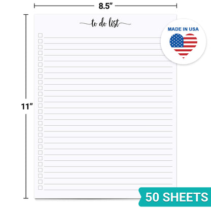 321Done To Do List Notepad - 50 Sheets (8.5" x 11") To-Do's Notepad Tear Off, Planning Memo Pad, Planner Checklist Organizing - Made in USA - Simple Script - Wide-Ruled