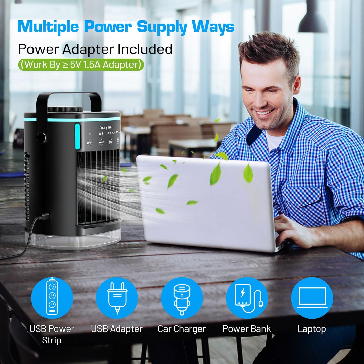 Portable Air Conditioners, Small Air Conditioner Portable, Personal Air Conditioner for Bedroom, Mini Evaporative Air Cooler 4 Speeds Misting Fan with 2-8H Timer for Room Office Desk, Black