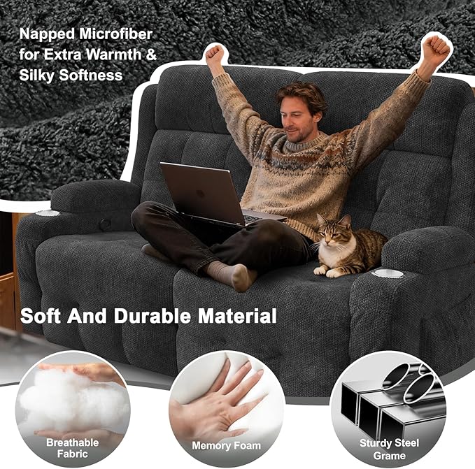 RV Loveseat Recliner Sofa, Wall Hugger Double Recliners
