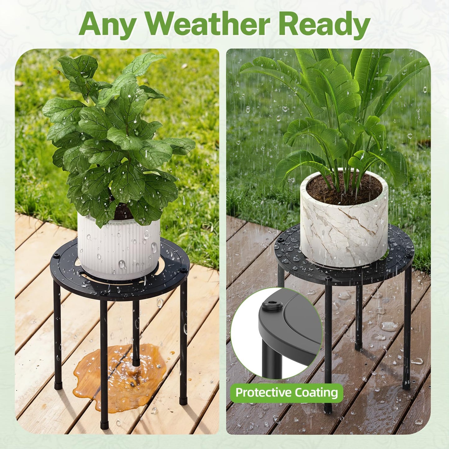 iDavosic.ly 5-Pack Metal Plant Stands for Indoor Outdoor, 10 Inch Small Flower Pot Holder, Anti-Rust Heavy Duty Iron Planter Stool, Sturdy Round Plant Risers for Home Garden Patio, Modern Black