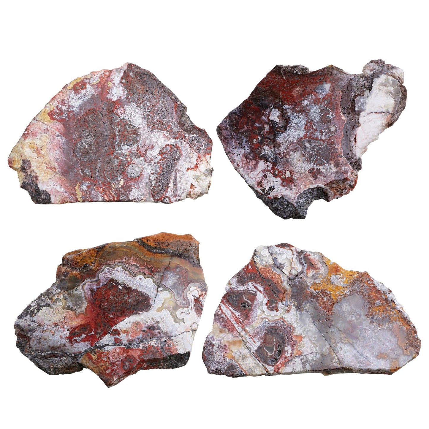 Rockcloud Natural Mexican Agate Slab with Wooden Stand, Irregular Agate Slice Specimen for Home Office Table Display, 0.44-0.66 lb