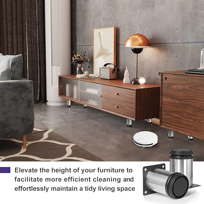 3 Inch Metal Furniture Legs Stainless Steel Adjustable Legs Silver Table Legs