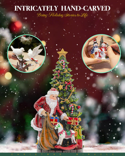 Large Musical Christmas Snow Globes Lantern, 13" Lighted Electric Snowglobes with 8 Holiday Songs, 6H Timer Dual Power, Santa with Gifts Christmas Ornaments Snow Globe for Kids Adults, Gifts Men Women