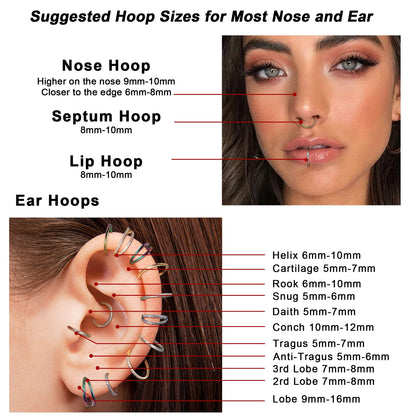 Dochais 4 Pieces Nose Ring 18G, Septum Ring Clicker, Nose Ring Stainless Steel, Septum Piercing Jewellery, Daith Piercing Hoop for Women Men Silver 8mm