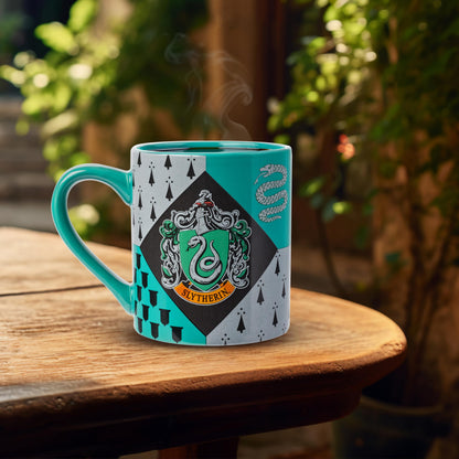 Silver Buffalo Harry Potter Hogwarts Slytherin House Crest Ceramic Mug, 14 Ounces