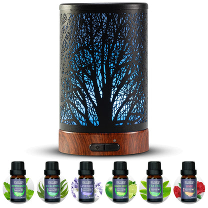 Oil Diffuser with Essential Oils Set – Aromatherapy Diffuser 150ml with 6 Essential Oils Set, Diffuser for Essential Oils, Auto Off Protection 7 Colors Night Light Gifts for Mom(Diffuser & Oils Set)