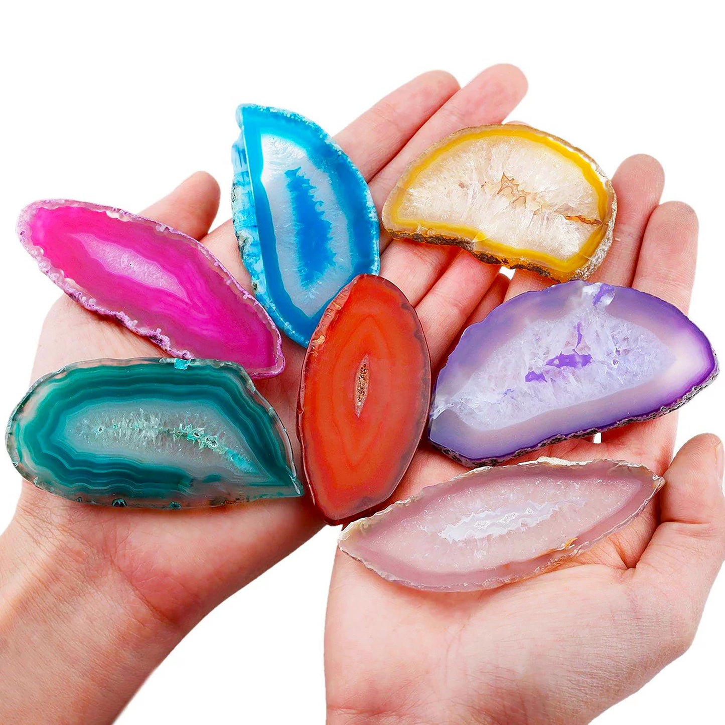 PARAS KORS 20pcs Polished Agate Pieces - 1.2" to 3"×0.78" to 2" Natural Agate Stones, Ideal for Elevating Home Decor & DIY Jewelry Crafting, Unique Hand-Polished Gems for Craft Lovers & Home Styling