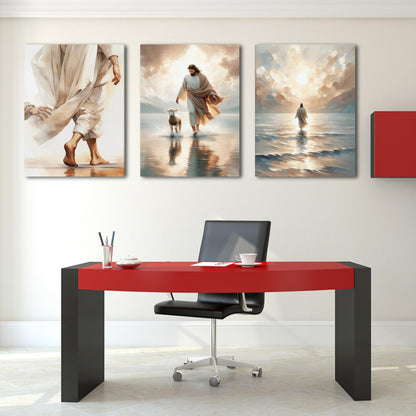 3 Pcs Christian Wall Art Jesus Decor Christ Religion Canvas Wall Decor Jesus Art Pictures Posters Prints Religious Paintings Room Decor for Church Prayer Room Christian Schools Hospitals 12'' x 16''