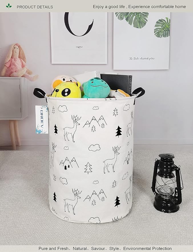 Round Fabric Storage Bin, Decorative Basket, Organizer Basket