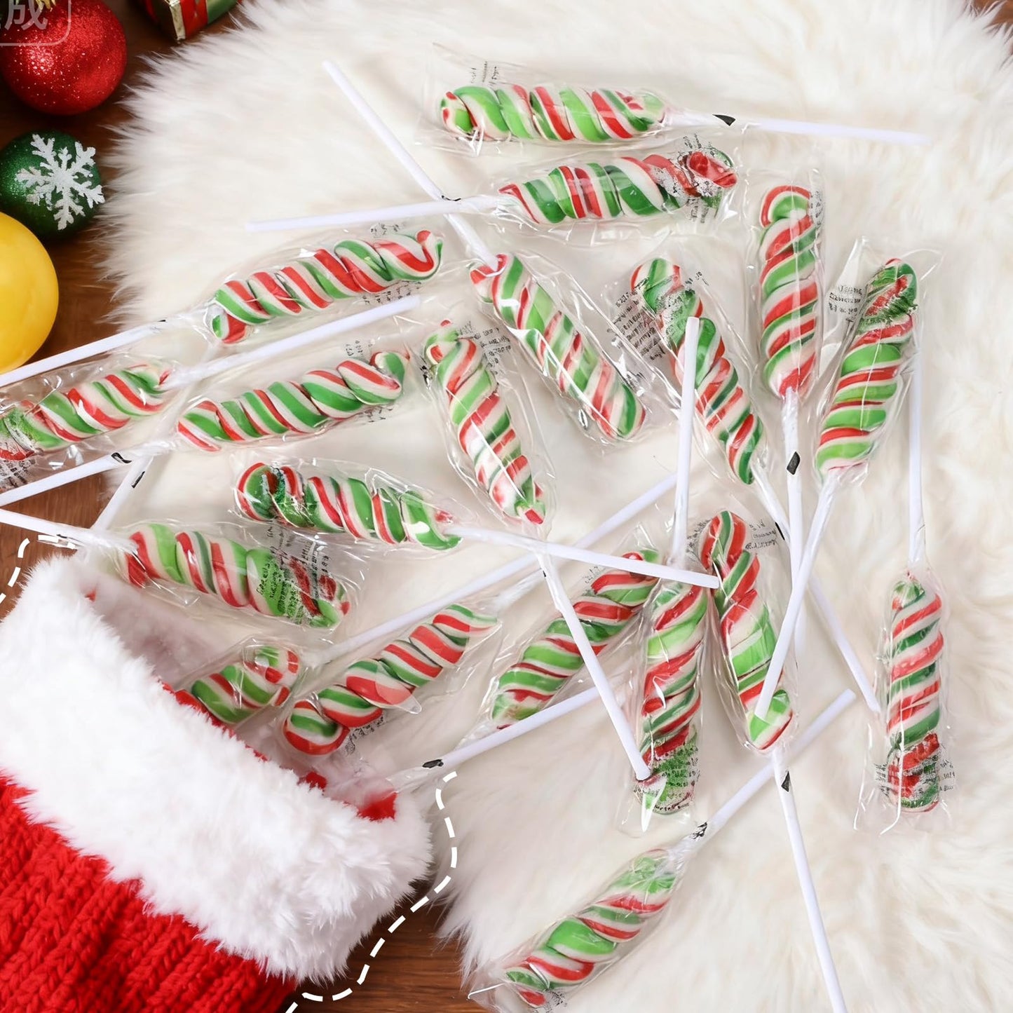 Christmas Lollipops Candy - Individually Wrapped Holiday Twisty Lollipops Bulk - Christmas Themed Red and Green Suckers for Stocking Stuffers, Party Favor, Cherry Flavor, 30 Pack