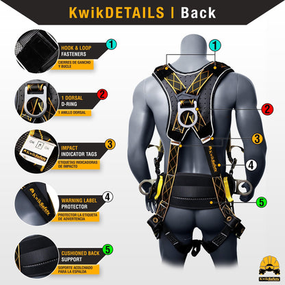 KwikSafety - Charlotte, NC - TYPHOON DiamondBACK Safety Harness [BACK SUPPORT + TONGUE BUCKLES] ANSI OSHA Premium 3 D-Ring Fall Protection Black Full Body Fall Arrest Construction Roofing Gear